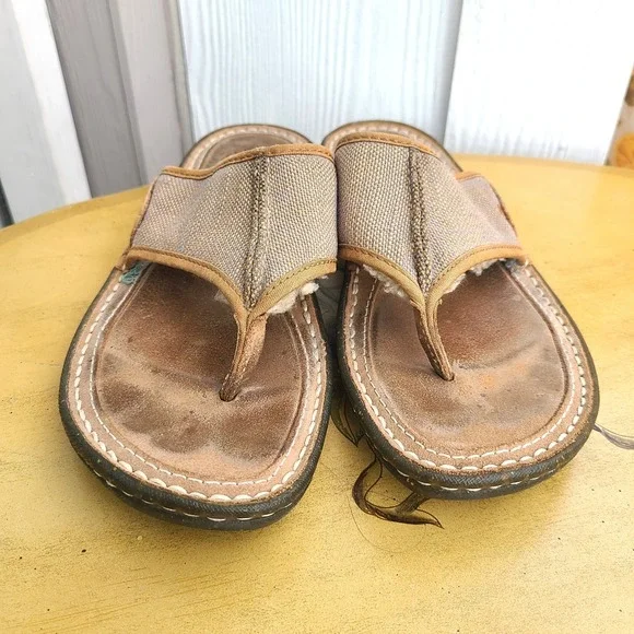 UGG Layback EU 39 US 8 Brown Fleece Lined Flip Flop Thong Sandals Comfort Shoes - Picture 2 of 7